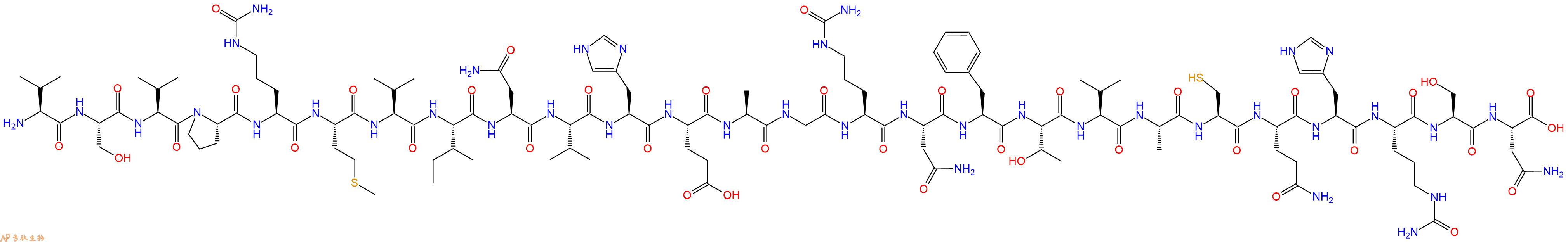 專肽生物產(chǎn)品H2N-Val-Ser-Val-Pro-Cit-Met-Val-Ile-Asn-Val-His-Glu-Ala-Gly-Cit-Asn-Phe-Thr-Val-Ala-Cys-Gln-His-Cit-Ser-Asn-OH