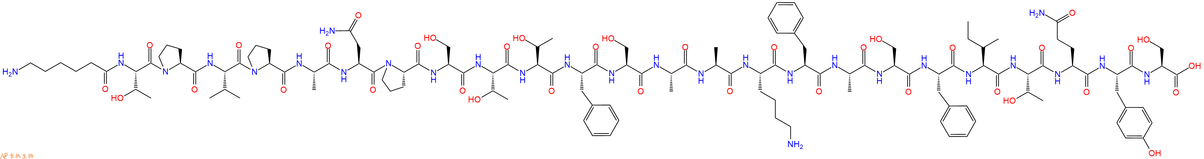 專肽生物產(chǎn)品H2N-Ahx-Thr-Pro-Val-Pro-Ala-Asn-Pro-Ser-Thr-Thr-Phe-Ser-Ala-Ala-Lys-Phe-Ala-Ser-Phe-Ile-Thr-Gln-Tyr-Ser-OH