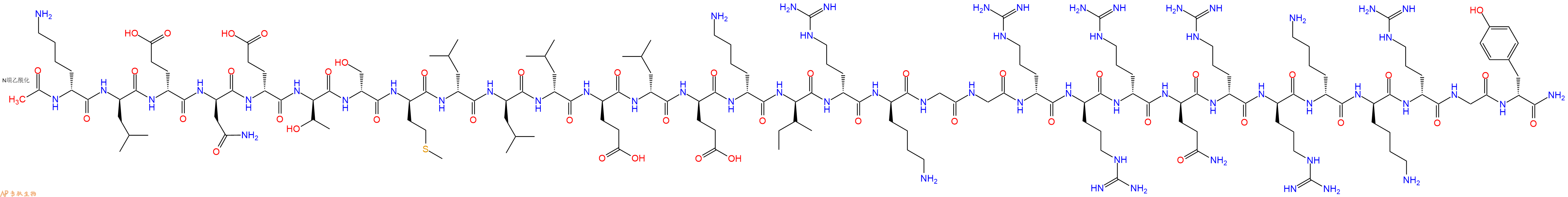 專肽生物產(chǎn)品Ac-DLys-DLeu-DGlu-DAsn-DGlu-DThr-DSer-DMet-DLeu-DLeu-DLeu-DGlu-DLeu-DGlu-DLys-DIle-DArg-DLys-Gly-Gly-DArg-DArg-DArg-DGln-DArg-DArg-DLys-DLys-DArg-Gly-DTyr-NH2