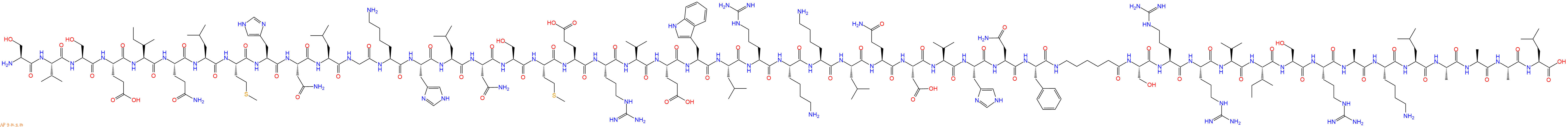 專肽生物產(chǎn)品H2N-Ser-Val-Ser-Glu-Ile-Gln-Leu-Met-His-Asn-Leu-Gly-Lys-His-Leu-Asn-Ser-Met-Glu-Arg-Val-Glu-Trp-Leu-Arg-Lys-Lys-Leu-Gln-Asp-Val-His-Asn-Phe-Ahx-Ser-Arg-Arg-Val-Ile-Ser-Arg-Ala-Lys-Leu-Ala-Ala-Ala-Leu-OH