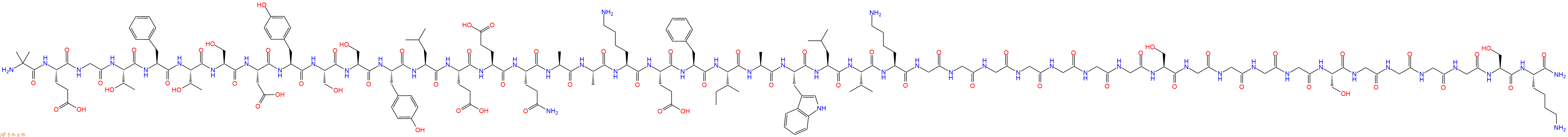 專肽生物產(chǎn)品H2N-Aib-Glu-Gly-Thr-Phe-Thr-Ser-Asp-Tyr-Ser-Ser-Tyr-Leu-Glu-Glu-Gln-Ala-Ala-Lys-Glu-Phe-Ile-Ala-Trp-Leu-Val-Lys-Gly-Gly-Gly-Gly-Gly-Gly-Gly-Ser-Gly-Gly-Gly-Gly-Ser-Gly-Gly-Gly-Gly-Ser-Lys-CONH2