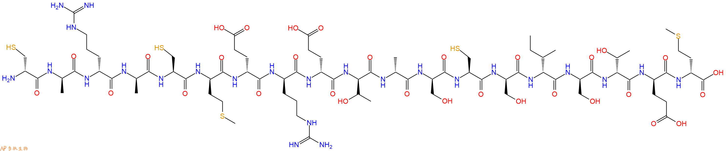 專肽生物產(chǎn)品H2N-DCys-DAla-DArg-DAla-Cys-DMet-DGlu-DArg-DGlu-DThr-DAla-DSer-Cys-DSer-DIle-DSer-DThr-DGlu-DMet-OH