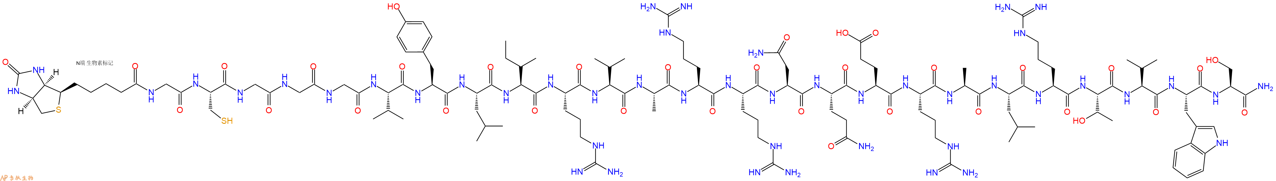 專肽生物產(chǎn)品Biotinyl-Gly-Cys-Gly-Gly-Gly-Val-Tyr-Leu-Ile-Arg-Val-Ala-Arg-Arg-Asn-Gln-Glu-Arg-Ala-Leu-Arg-Thr-Val-Trp-Ser-CONH2