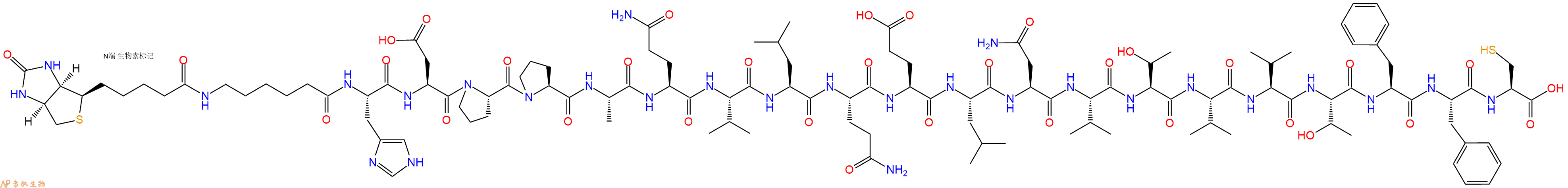 專肽生物產(chǎn)品Biotinyl-Ahx-His-Asp-Pro-Pro-Ala-Gln-Val-Leu-Gln-Glu-Leu-Asn-Val-Thr-Val-Val-Thr-Phe-Phe-Cys-OH