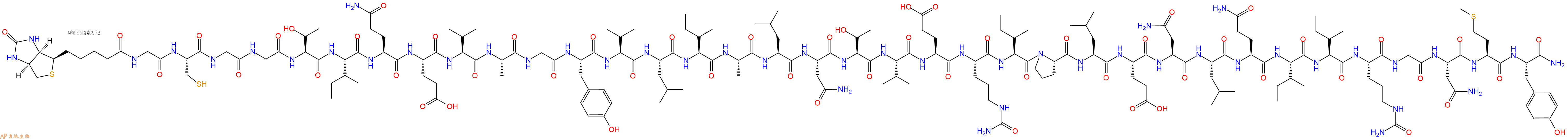 專肽生物產品Biotinyl-Gly-Cys-Gly-Gly-Thr-Ile-Gln-Glu-Val-Ala-Gly-Tyr-Val-Leu-Ile-Ala-Leu-Asn-Thr-Val-Glu-Cit-Ile-Pro-Leu-Glu-Asn-Leu-Gln-Ile-Ile-Cit-Gly-Asn-Met-Tyr-CONH2