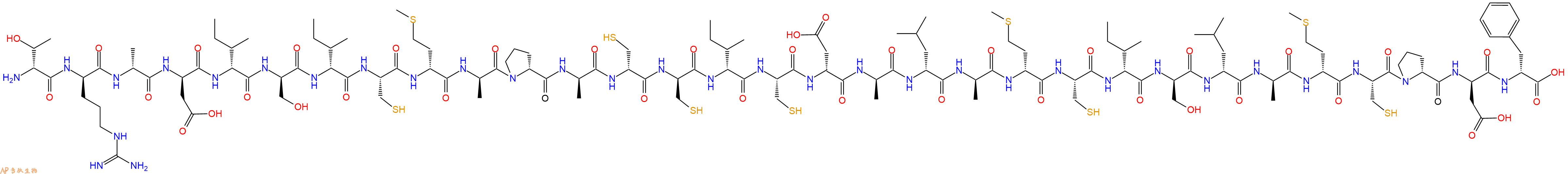 專肽生物產(chǎn)品H2N-DThr-DArg-DAla-DAsp-DIle-DSer-DIle-Cys-DMet-DAla-DPro-DAla-DCys-DCys-DIle-Cys-DAsp-DAla-DLeu-DAla-DMet-Cys-DIle-DSer-DLeu-DAla-DMet-Cys-DPro-DAsp-DPhe-OH