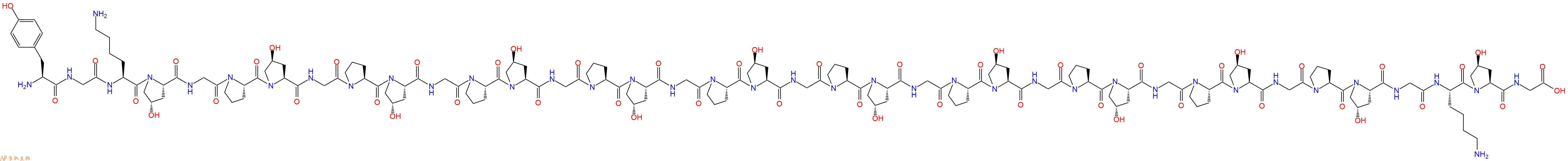 專肽生物產(chǎn)品H2N-Tyr-Gly-Lys-Hyp-Gly-Pro-Hyp-Gly-Pro-Hyp-Gly-Pro-Hyp-Gly-Pro-Hyp-Gly-Pro-Hyp-Gly-Pro-Hyp-Gly-Pro-Hyp-Gly-Pro-Hyp-Gly-Pro-Hyp-Gly-Pro-Hyp-Gly-Lys-Hyp-Gly-OH