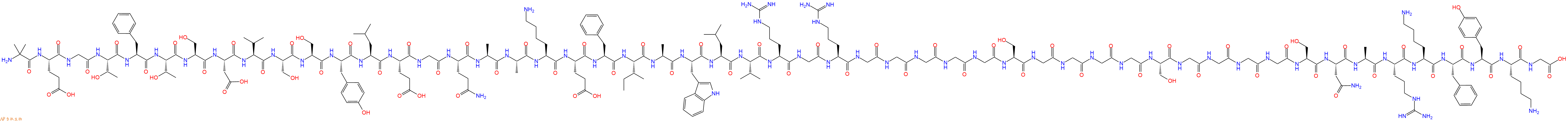 專肽生物產(chǎn)品H2N-Aib-Glu-Gly-Thr-Phe-Thr-Ser-Asp-Val-Ser-Ser-Tyr-Leu-Glu-Gly-Gln-Ala-Ala-Lys-Glu-Phe-Ile-Ala-Trp-Leu-Val-Arg-Gly-Arg-Gly-Gly-Gly-Gly-Gly-Ser-Gly-Gly-Gly-Gly-Ser-Gly-Gly-Gly-Gly-Ser-Asn-Ala-Arg-Lys-Phe-Tyr-Lys-Gly-OH