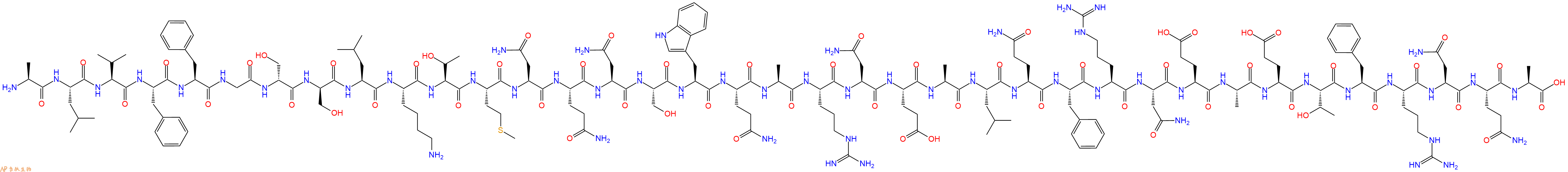 專肽生物產(chǎn)品H2N-Ala-Leu-Val-Phe-Phe-Gly-DSer-DSer-Leu-Lys-Thr-Met-Asn-Gln-Asn-Ser-Trp-Gln-Ala-Arg-Asn-Glu-Ala-Leu-Gln-Phe-Arg-Asn-Glu-Ala-Glu-Thr-Phe-Arg-Asn-Gln-Ala-OH