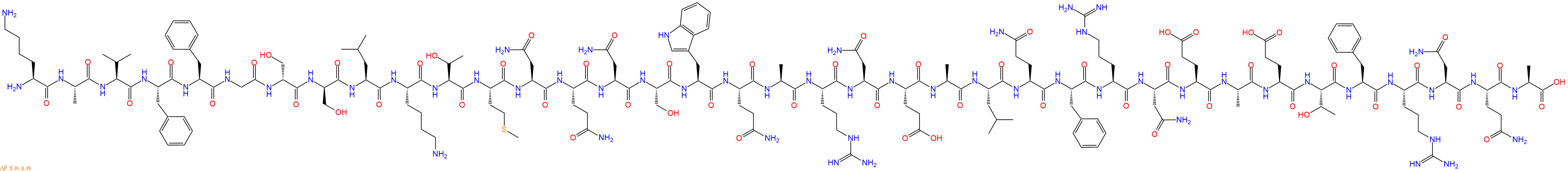 專肽生物產(chǎn)品H2N-Lys-Ala-Val-Phe-Phe-Gly-DSer-DSer-Leu-Lys-Thr-Met-Asn-Gln-Asn-Ser-Trp-Gln-Ala-Arg-Asn-Glu-Ala-Leu-Gln-Phe-Arg-Asn-Glu-Ala-Glu-Thr-Phe-Arg-Asn-Gln-Ala-OH