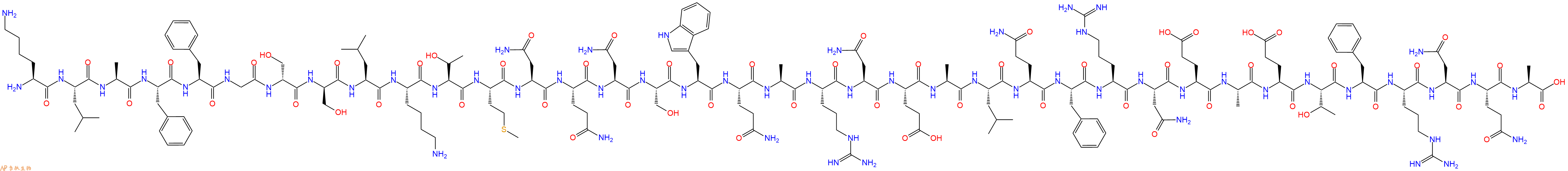 專肽生物產(chǎn)品H2N-Lys-Leu-Ala-Phe-Phe-Gly-DSer-DSer-Leu-Lys-Thr-Met-Asn-Gln-Asn-Ser-Trp-Gln-Ala-Arg-Asn-Glu-Ala-Leu-Gln-Phe-Arg-Asn-Glu-Ala-Glu-Thr-Phe-Arg-Asn-Gln-Ala-OH