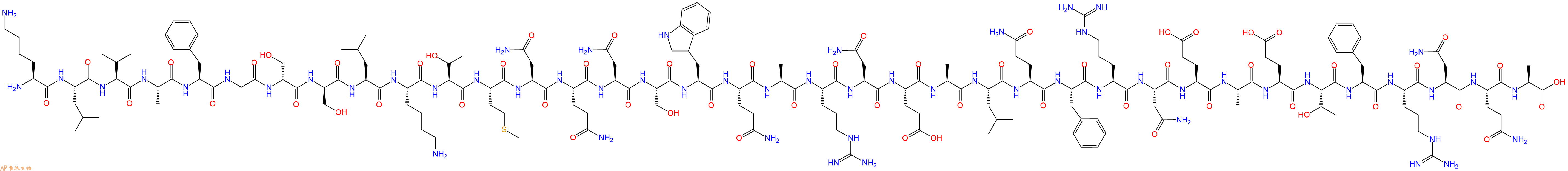 專肽生物產(chǎn)品H2N-Lys-Leu-Val-Ala-Phe-Gly-DSer-DSer-Leu-Lys-Thr-Met-Asn-Gln-Asn-Ser-Trp-Gln-Ala-Arg-Asn-Glu-Ala-Leu-Gln-Phe-Arg-Asn-Glu-Ala-Glu-Thr-Phe-Arg-Asn-Gln-Ala-OH