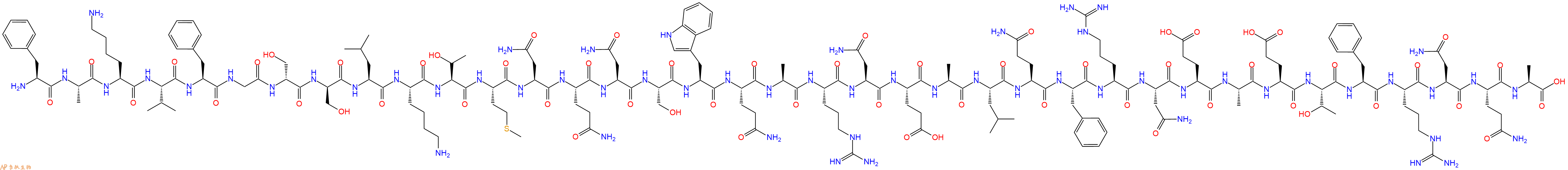 專肽生物產(chǎn)品H2N-Phe-Ala-Lys-Val-Phe-Gly-DSer-DSer-Leu-Lys-Thr-Met-Asn-Gln-Asn-Ser-Trp-Gln-Ala-Arg-Asn-Glu-Ala-Leu-Gln-Phe-Arg-Asn-Glu-Ala-Glu-Thr-Phe-Arg-Asn-Gln-Ala-OH