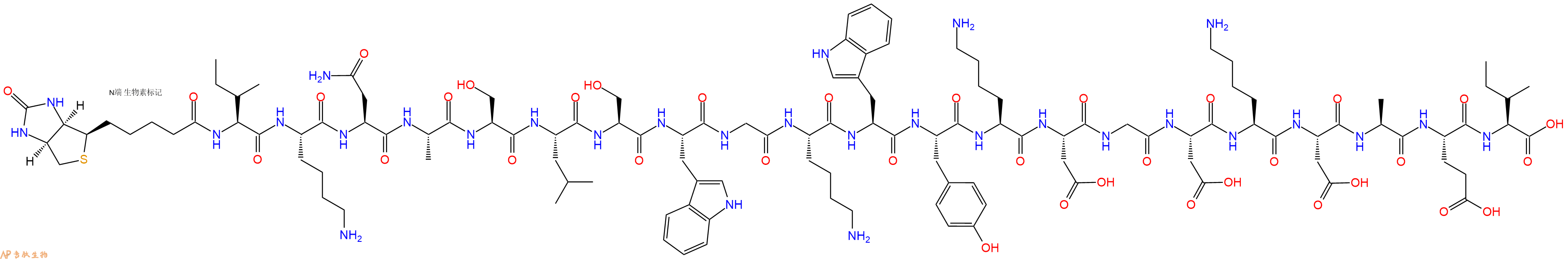 專肽生物產(chǎn)品Biotinyl-Ile-Lys-Asn-Ala-Ser-Leu-Ser-Trp-Gly-Lys-Trp-Tyr-Lys-Asp-Gly-Asp-Lys-Asp-Ala-Glu-Ile-OH