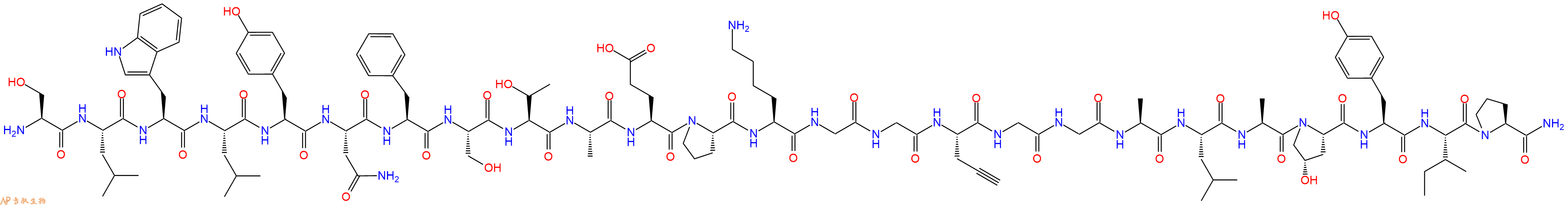 專肽生物產品H2N-Ser-Leu-Trp-Leu-Tyr-Asn-Phe-Ser-Thr-Ala-Glu-Pro-Lys-Gly-Gly-Pra-Gly-Gly-Ala-Leu-Ala-Hyp-Tyr-Ile-Pro-CONH2